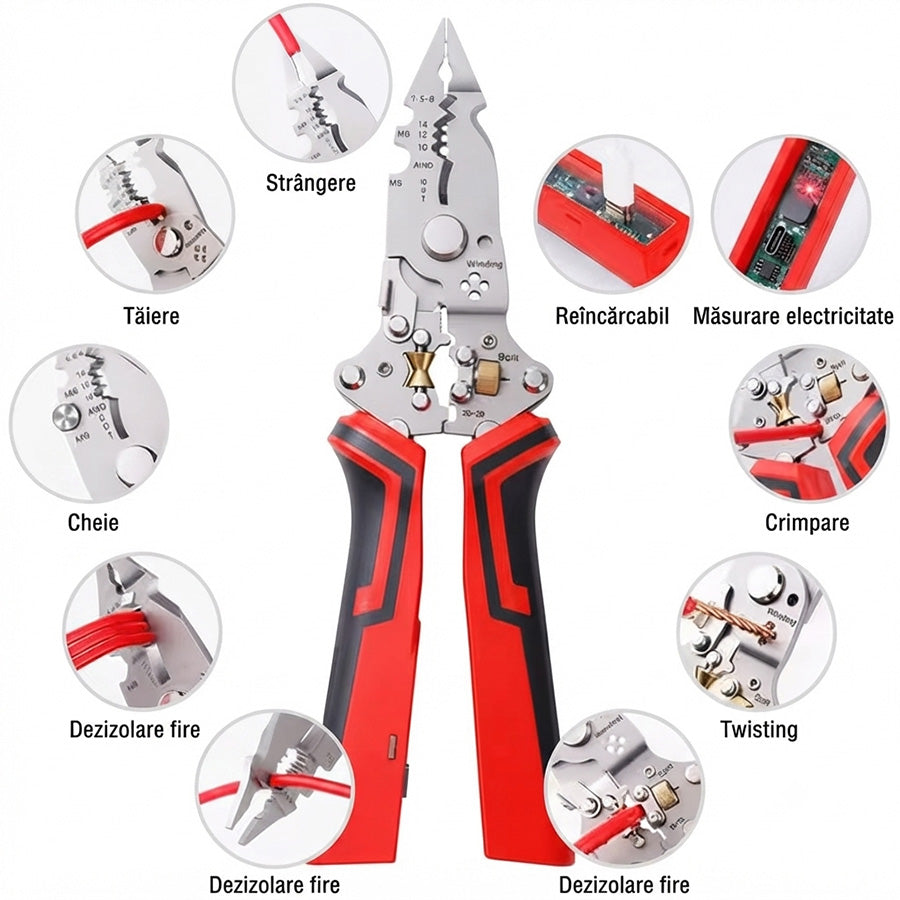 Clește Dezizolator 16-în-1 cu tester de tensiune