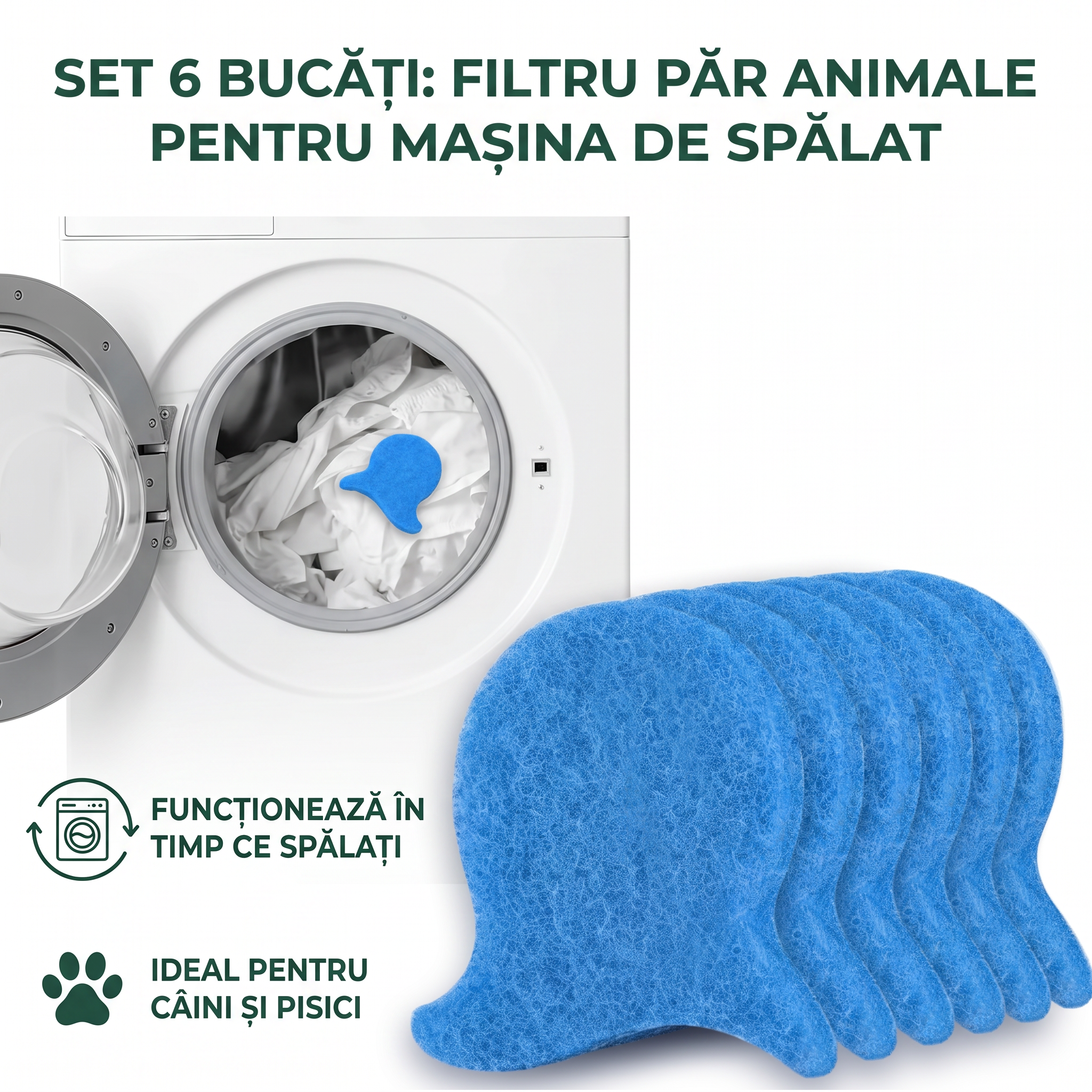 6 PCS Pet Hair Remover for Laundry – Effectively Removes Fur Lint & Dander – Reusable Eco-Friendly Laundry Pet Hair Catcher